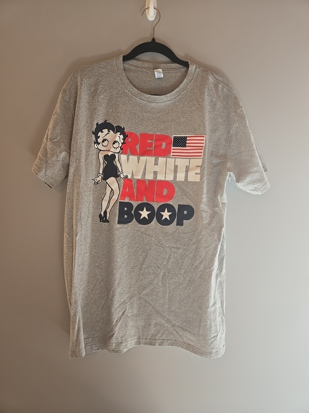 Gildan Gray Kids Tee with Red, White & Blue Betty Boop Graphic